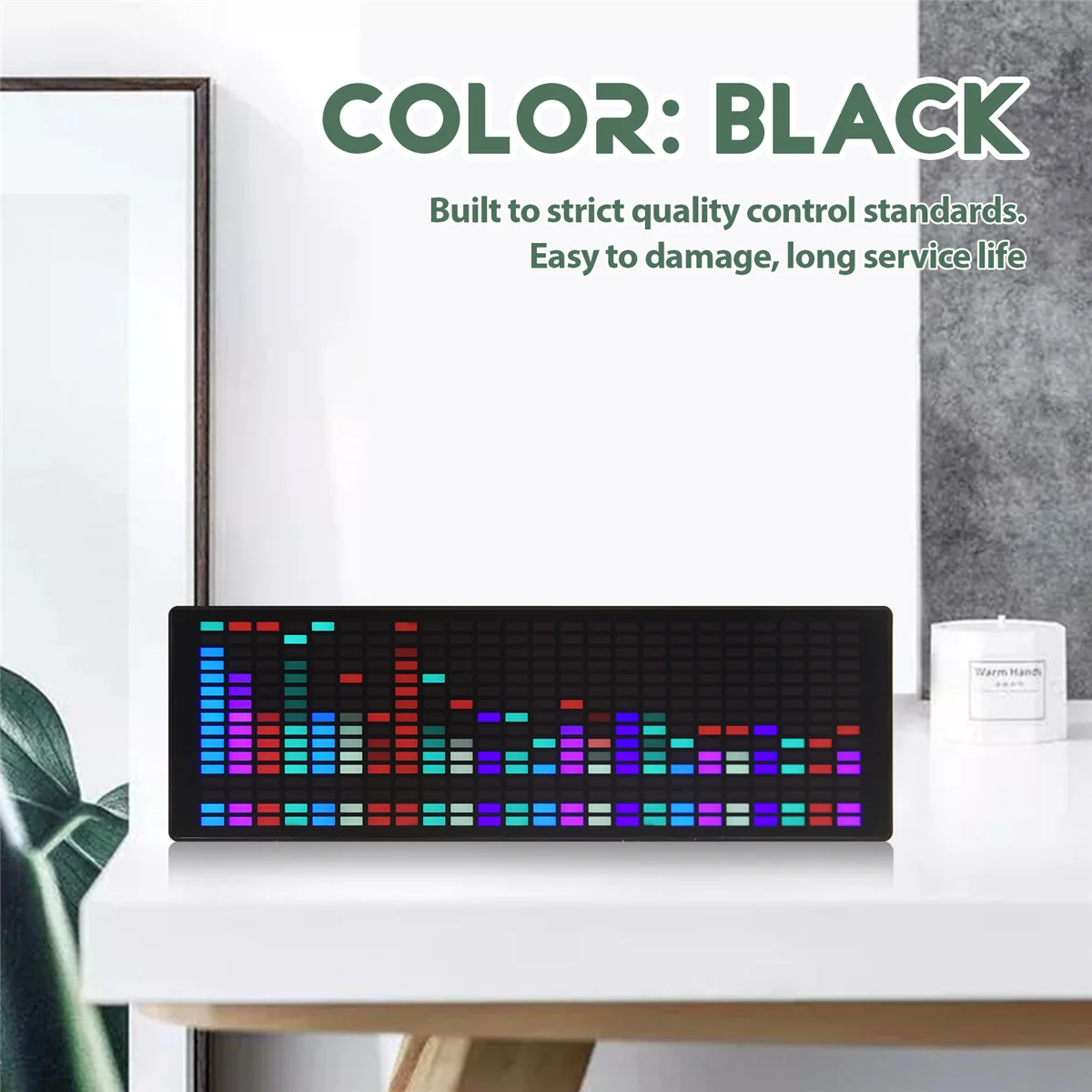 AD11 LED أضواء إيقاع الموسيقى الطيف مستشعر الصوت 1624 RGB مؤشر مستوى الغلاف الجوي مع عرض الساعة (التحكم في الأسلاك)