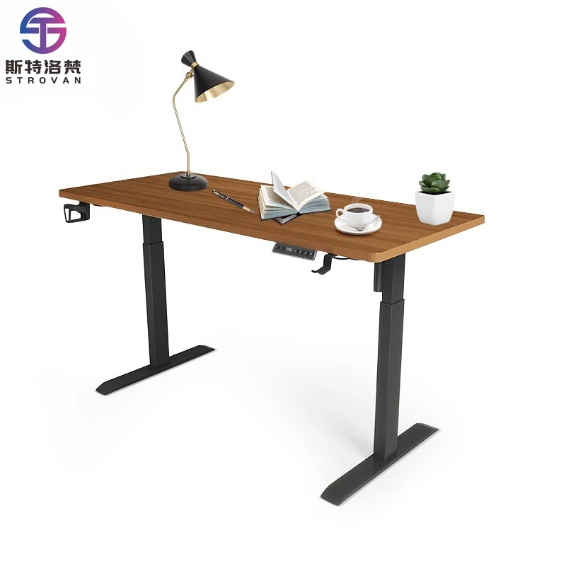 

New Design Electric Laptop Moving Standing Desk Tempered Glass Controller Panel Converter Lift Table for Kitchen White