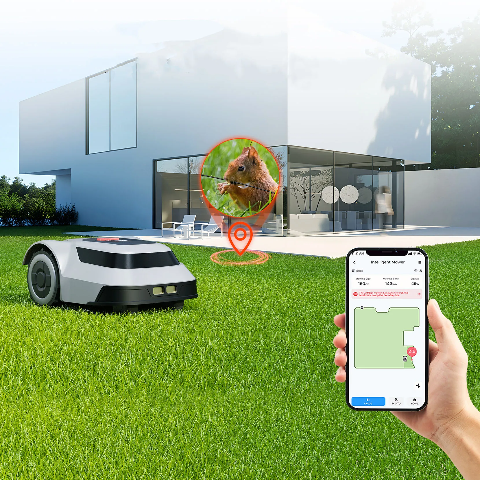 

Household Robotic Lawn Mower Self-Propelled GPS Navigation Smart Lawn Mower Electric Automatic for Garden/Yard Mower