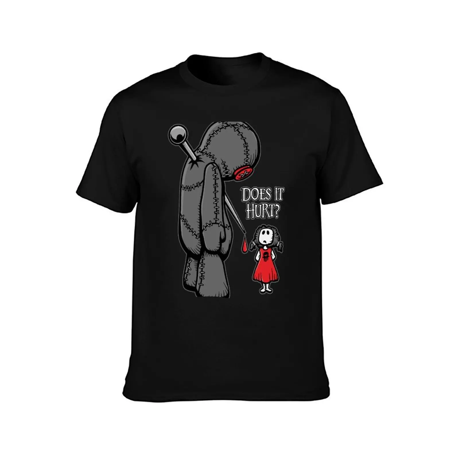 Cute Creepy Sad Does It Hurt Voodoo Doll Goth Girl Humor T-Shirt High Elasticity Sports Tee Shirt T-Shirt