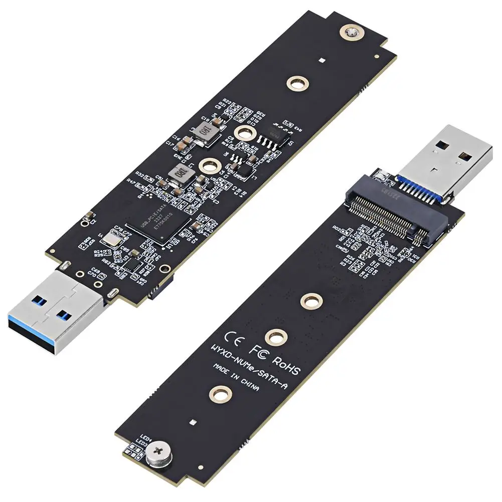 M.2 SSD SATA/NVMe To USB 3.1 Adapter B+M Key/M Key Box SSD Riser Board Card M2 Adapter Hard To Disk External 3.1 USB