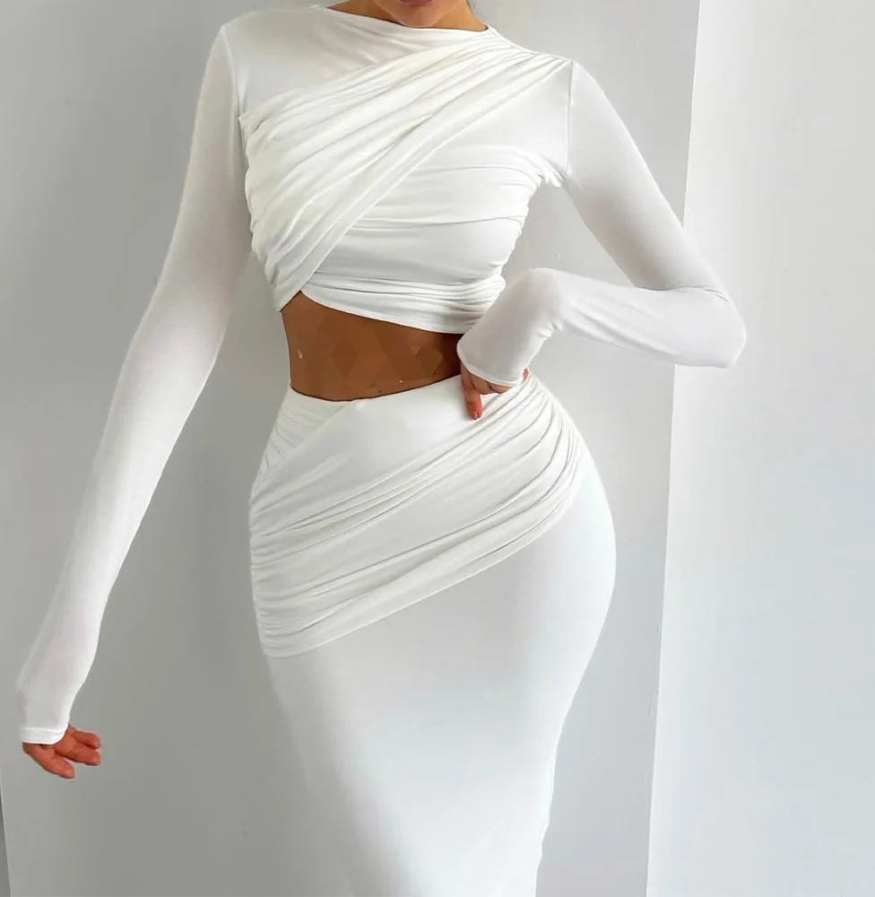 

Elegant Party Dresses Woman Straight Jersey Boat Neck Floor Length Long Sleeves Pleats Solid Color Special Occasion Gowns Simple