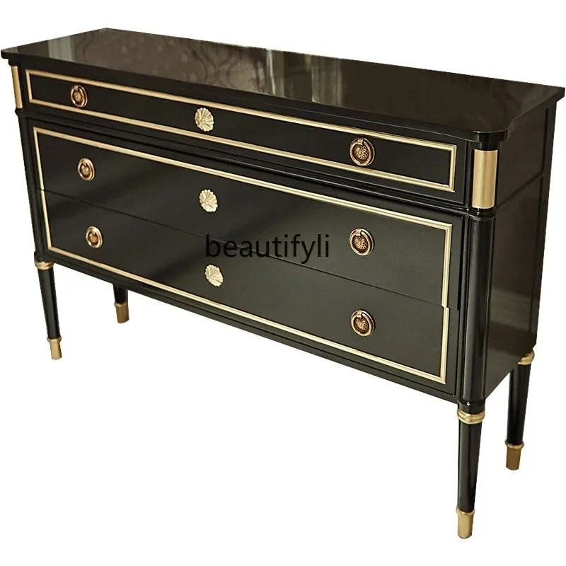 

newItalian Chest of Drawer Neo-Classical Household Entrance Cabinet Light Luxury Hallway Black Curio Cabinetss1001