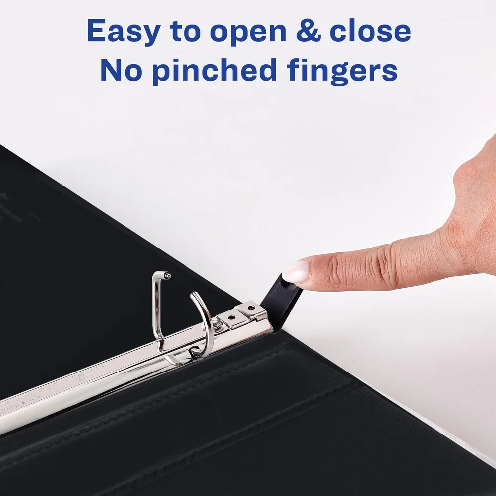 Сверхмощная папка с оглядом, 0,5 дюйма, наклонные кольца одним касанием, емкость 135, черная папка DuraHinge DuraEdge, четыре кармана для школы