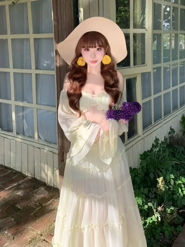 

Gentle Wind Beautiful One-Shoulder Top Half-Skirt Two-Piece Set Anti-Aging Whole Outfit Spring 2025 Fashion Set for Women