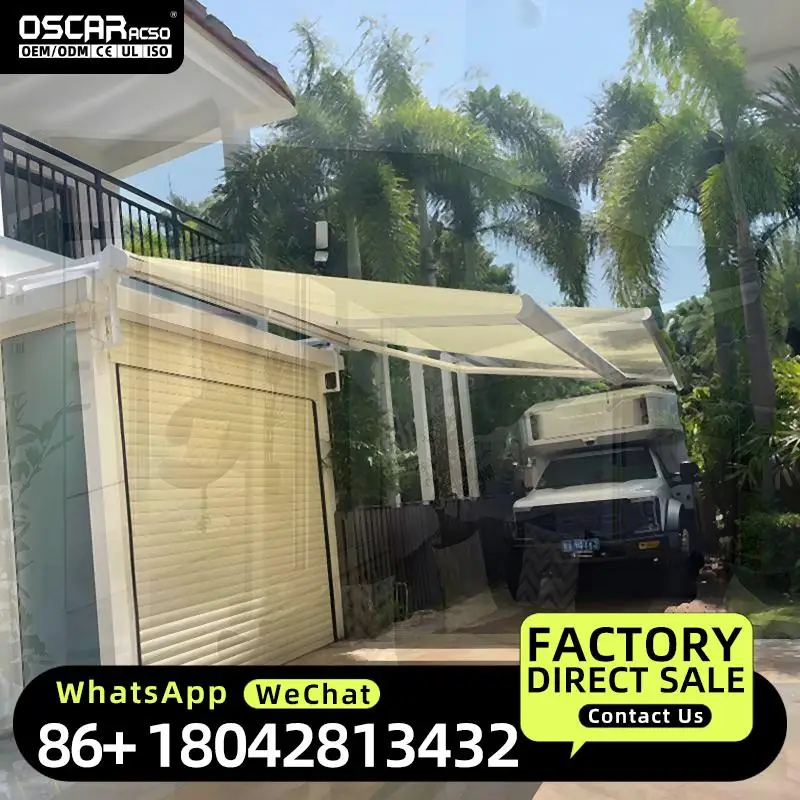 

10 Foot Outdoor Automatic Retractable Aluminum Canopy for Window Garden Shelter Awning DIY Decor Outdoor Living Space Protection