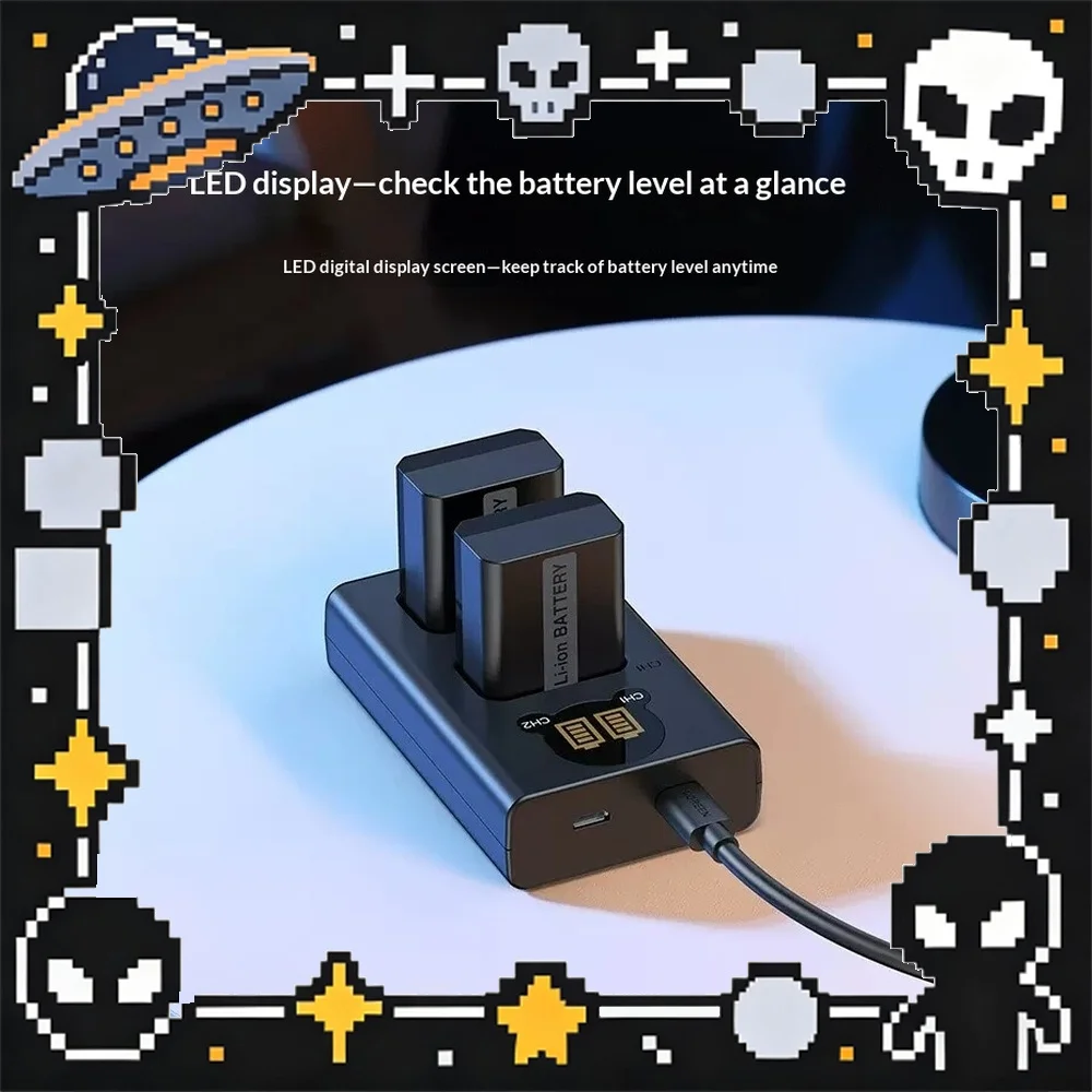 UGREEN CP613 Dual Battery Charger for NP FW50 Type C Input LED Display for Camera Streaming