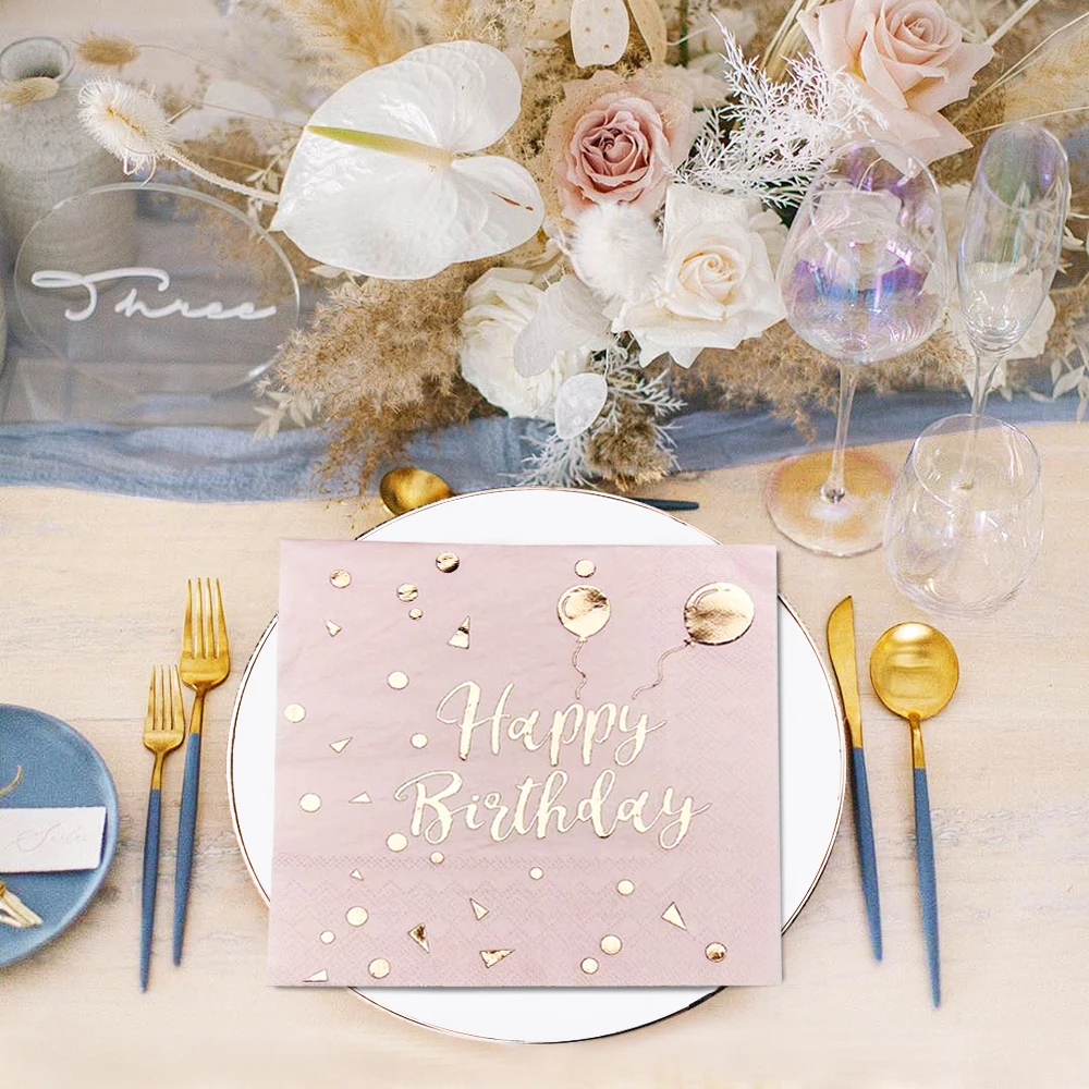 20pcs/lot  Pink Napkin Soft Fragrance Free Birthday Party Table Napkins Paper Cafe Mouth Cloth Hotel Dining Tray Tissues