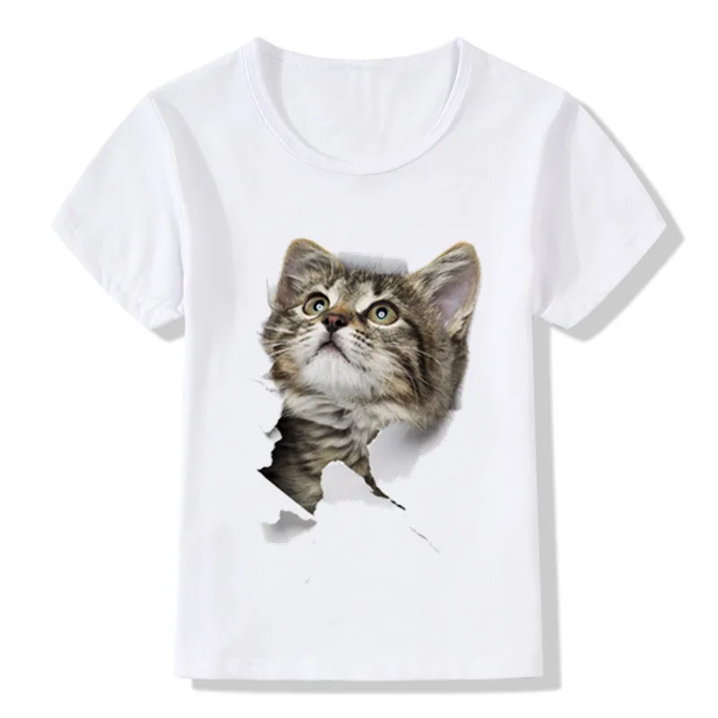 Playful Cat 3d Printed Children's T-shirt Casual Short Sleeves for Boys and Girls Girls Clothes  Boys Clothes