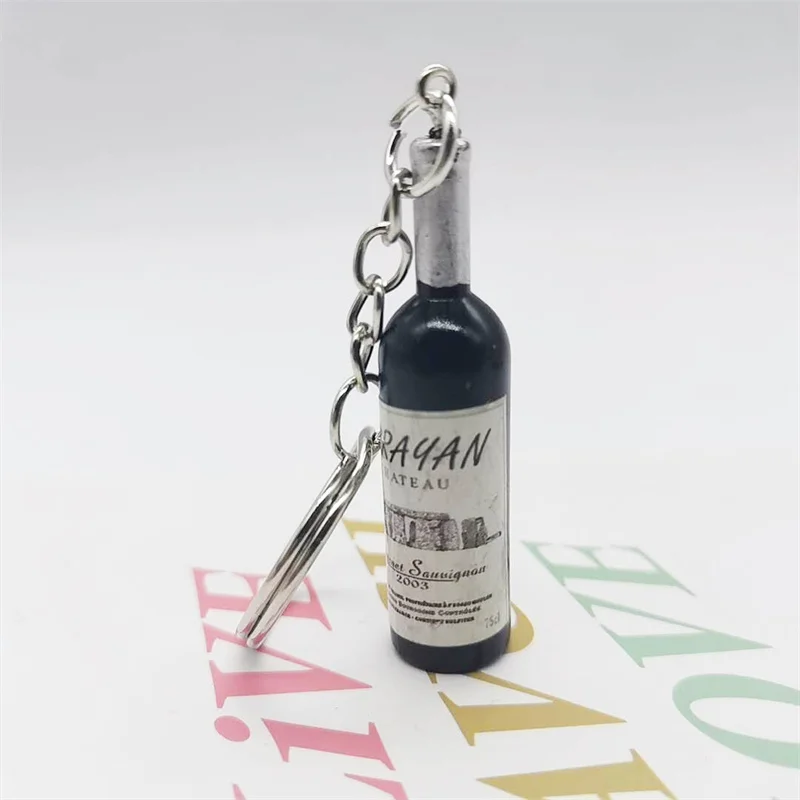 Simulation Harz Bier Wein Flasche Schlüsselbund für Frauen Männer Mode Auto Tasche Schlüsselring Anhänger Beitritt Schmuck Geschenk Großhandel 2025 – Detail 6
