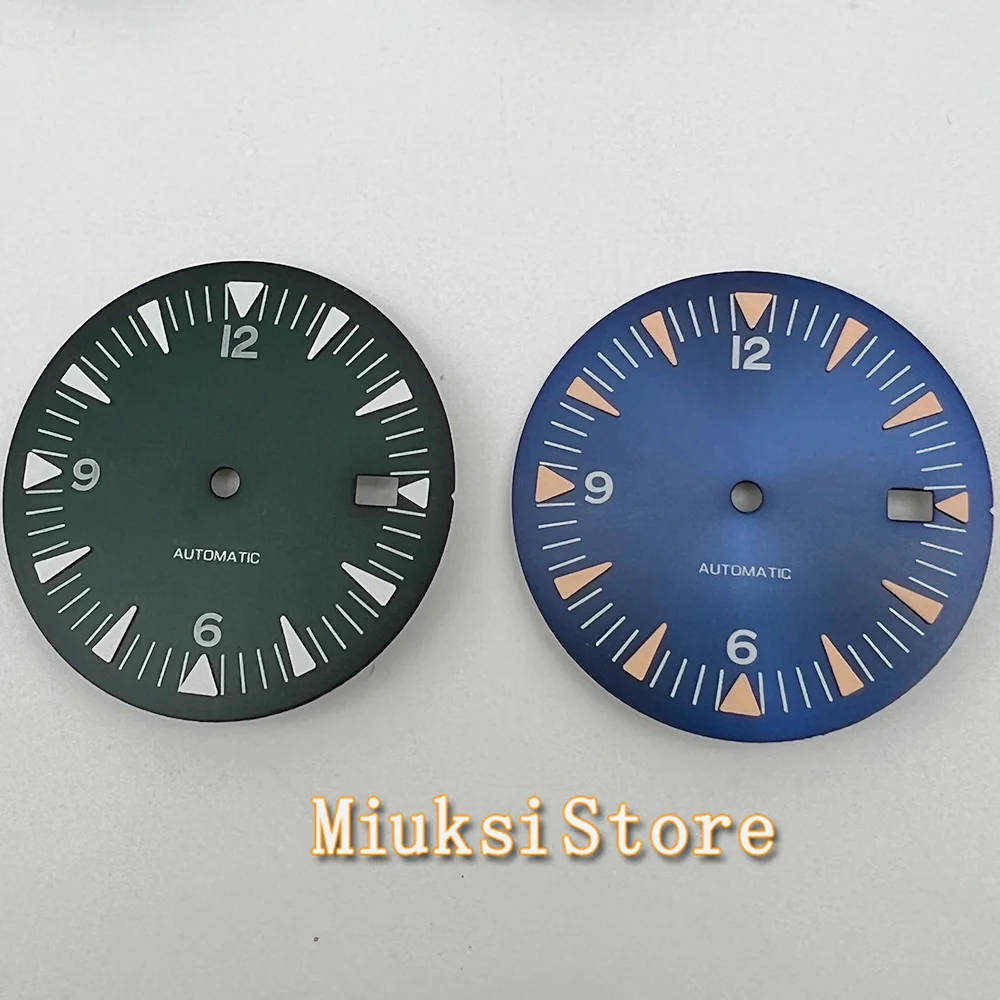 32mm black blue green watch dial green Luminous dial fit NH35 movement