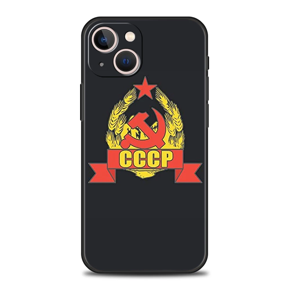 Soviet Union USSR Flag Emblem Phone Case Cover for iPhone 15 14 13 12 Pro Max XR XS X 11 7 8 Plus SE 2020 Mini Soft Fundas Shell