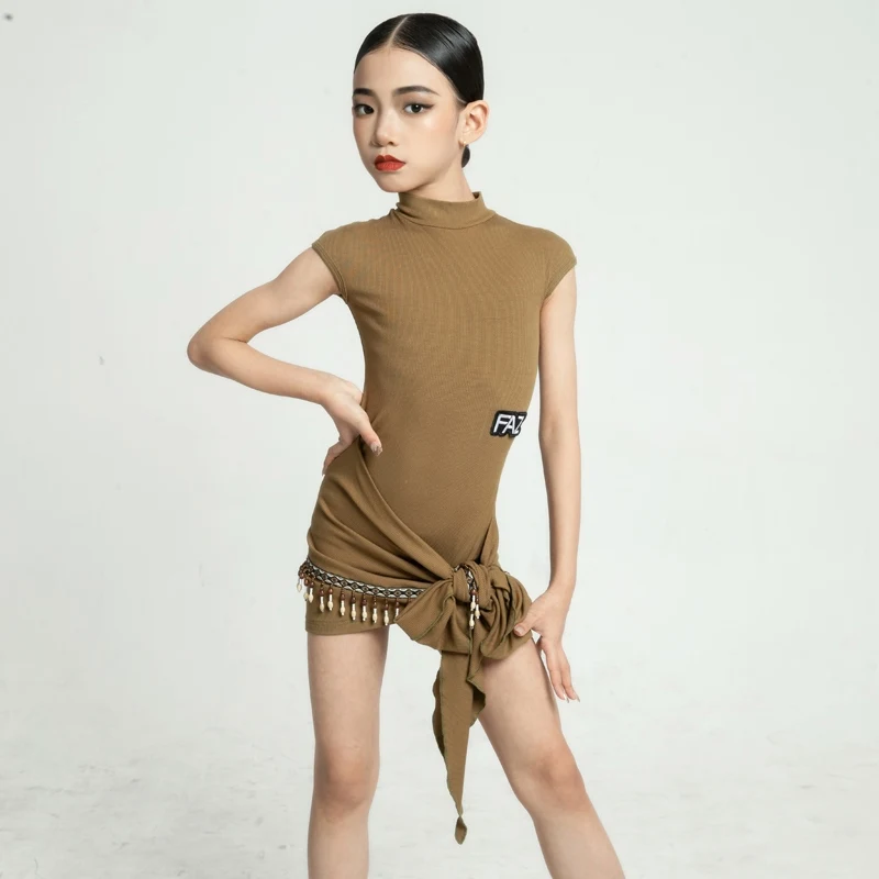 Vêtements de danse latine pour enfants, Costume de concours de danse latine pour filles, Costume de danse de spectacle Chacha Rumba SL12150