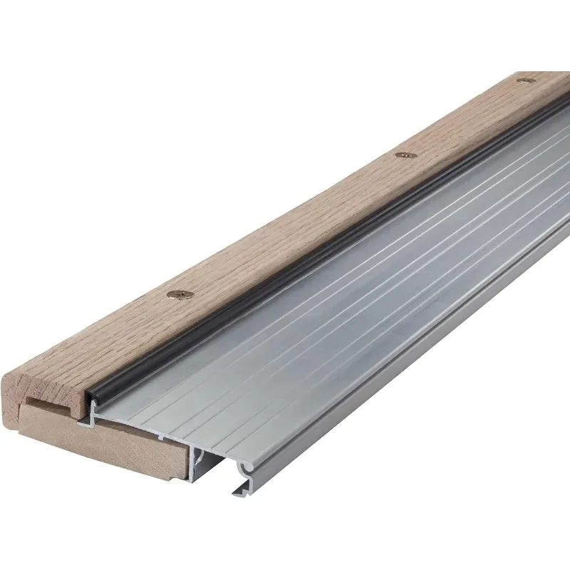 

M-D Building Products 76281 4-9/16 in. x 1-1/8 in. x 73 in. Silver Adjustable Aluminum & Hardwood Threshold