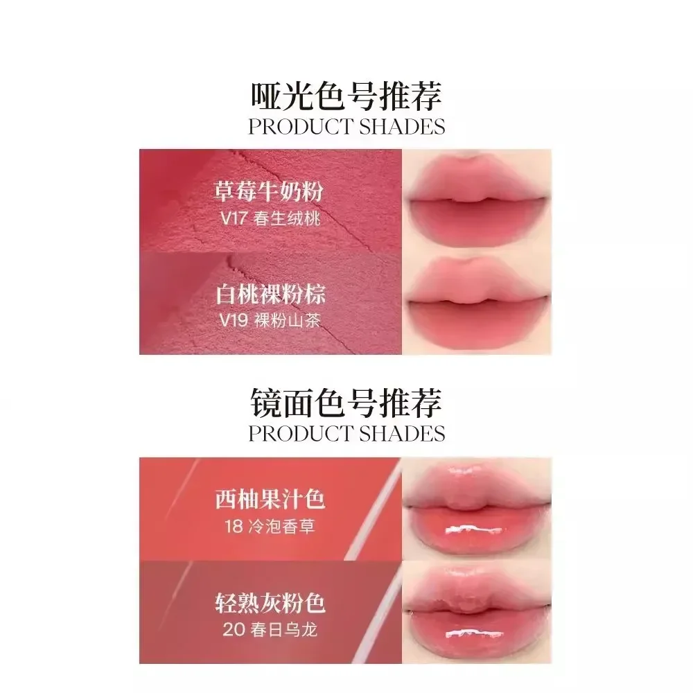 JOOCYEE tweekoppige pluizige matte lipgloss lip glazuur amber lip modder jelly borstelkop multifunctionele spiegel glanzende lippenstift