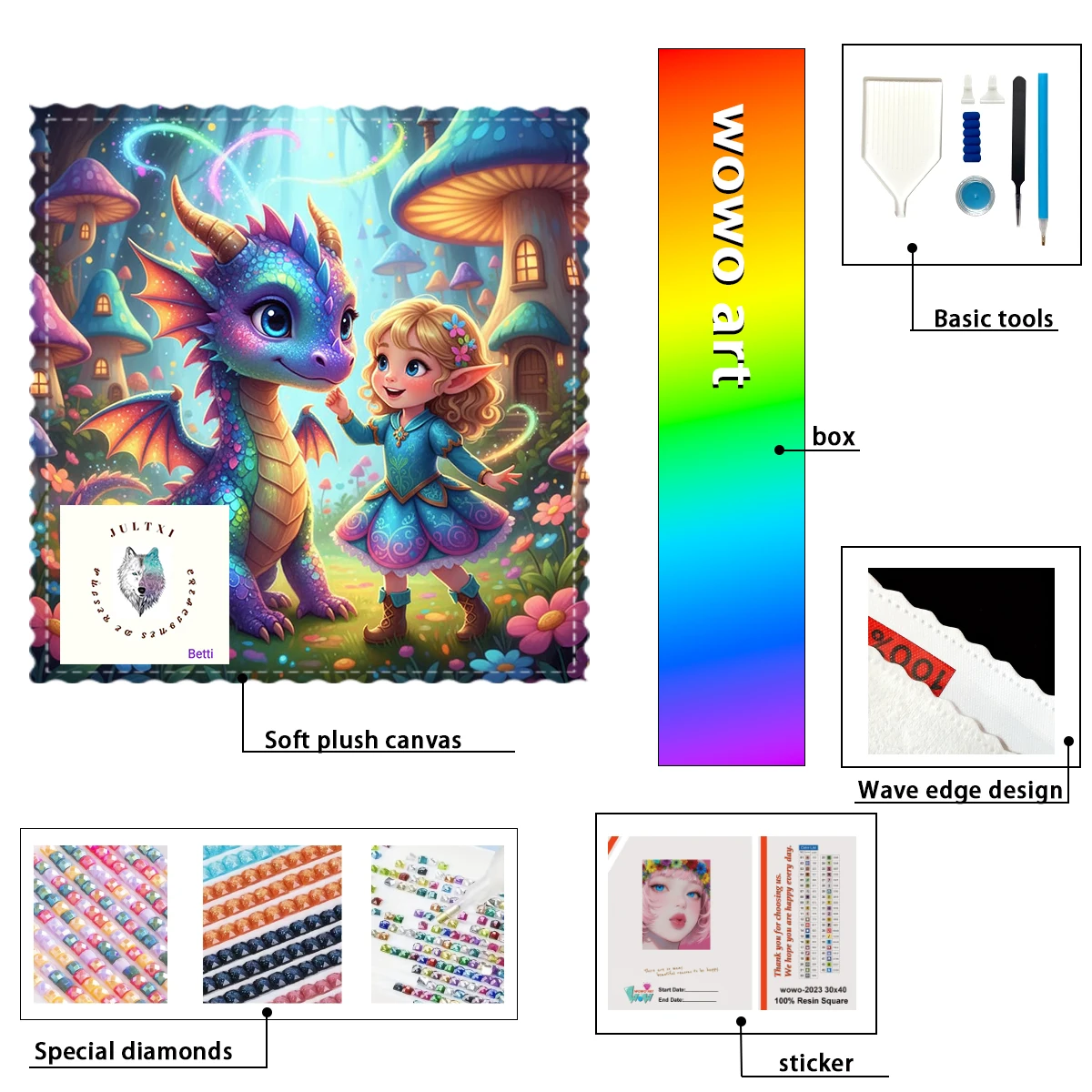 

【Betti_ Diamond Art】The little girl and her little dragon Crystal AB Rhinestone FD Rhinestone Perfect Resin Diamond