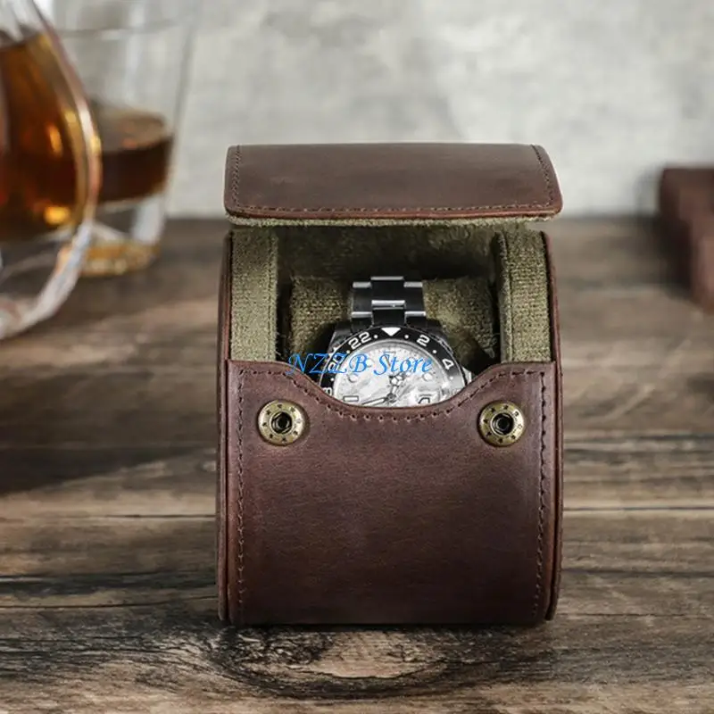 T21F PU Leather Watch Case Handmade Timepieces Storage Box Watch Travel