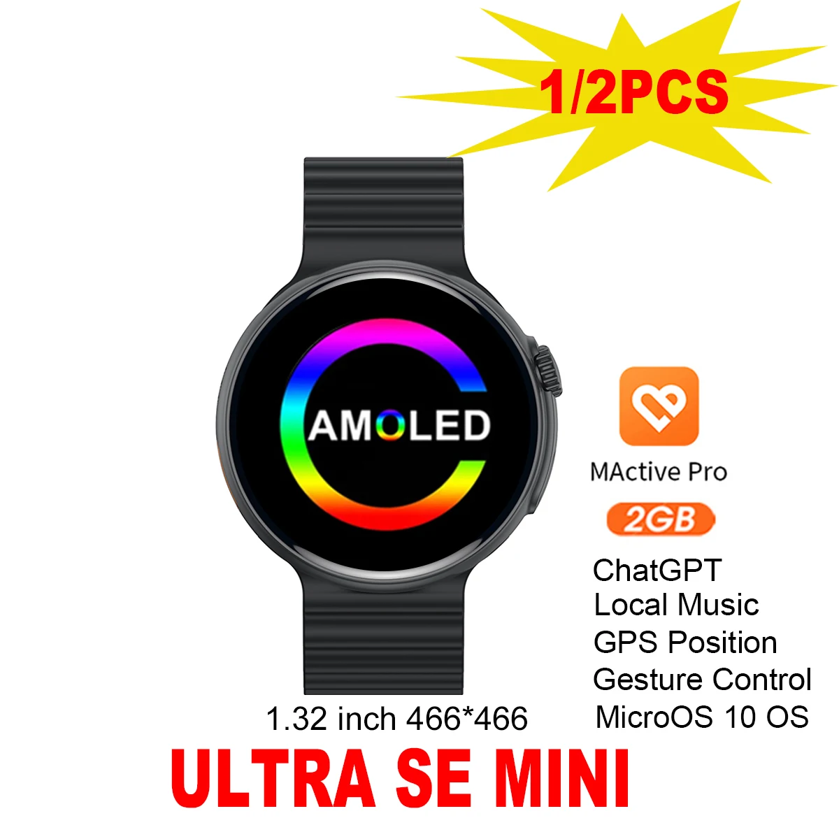 

Microwear Round Screen Smart Watch Ultra SE Mini Amoled 2GB BT Calll Gesture Local Music Ultra Pro Mini Women Smart Watch 2024