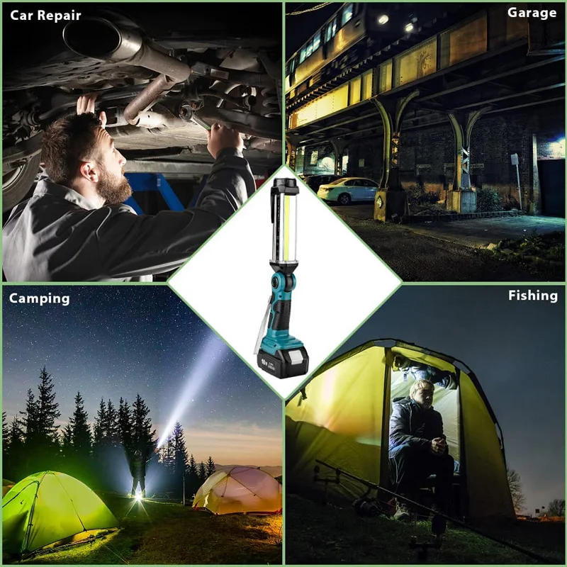 Imagem -06 - Luz de Trabalho Led para Makita Lanterna ao ar Livre Holofote Portátil Spotlight Ferramenta Lâmpada 18v Li-ion Bateria 2000lm Bl1830 Bl1850