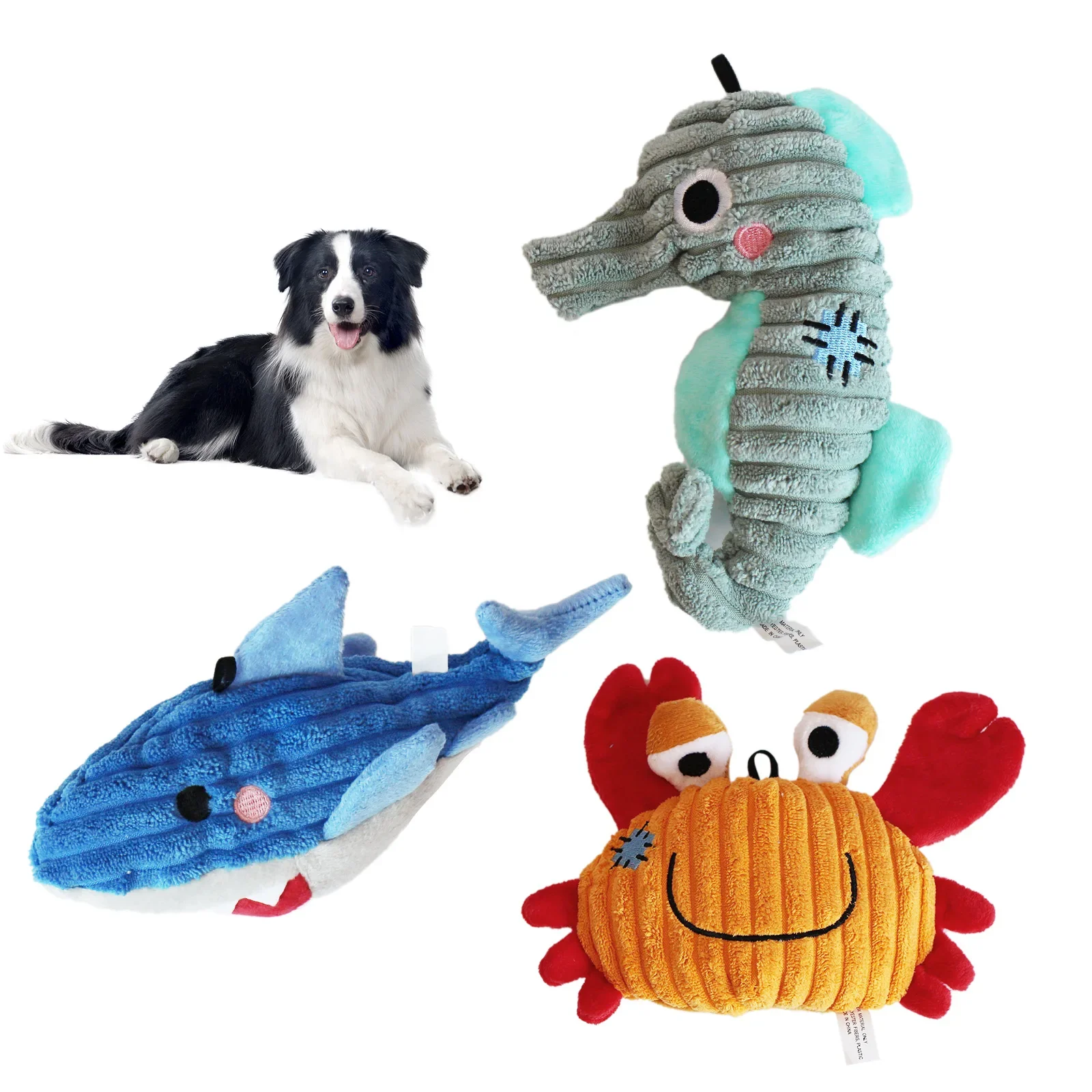 Plush Toys for Small Dogs Squeaky Soft Toy for Puppies Small Dog Ocean Series Plush Toys  for small and medium breeds dogs