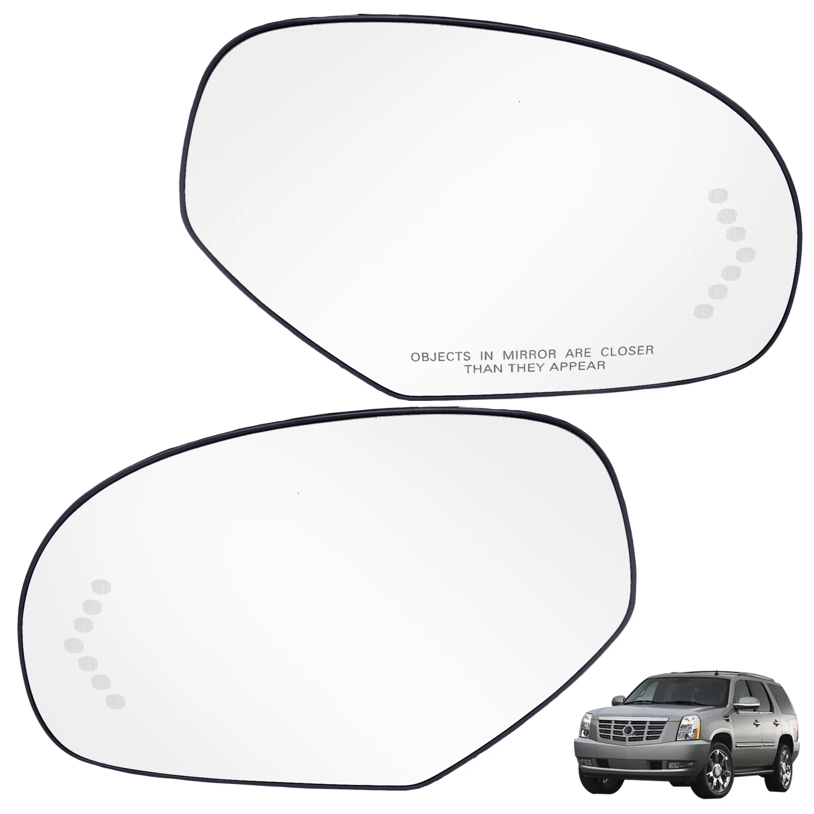 

Side Wing Mirror Glass For Cadillac Escalade ESV Chevrolet Avalanche Silverado Suburban Tahoe GMC Yukon Left Right Heated Rear