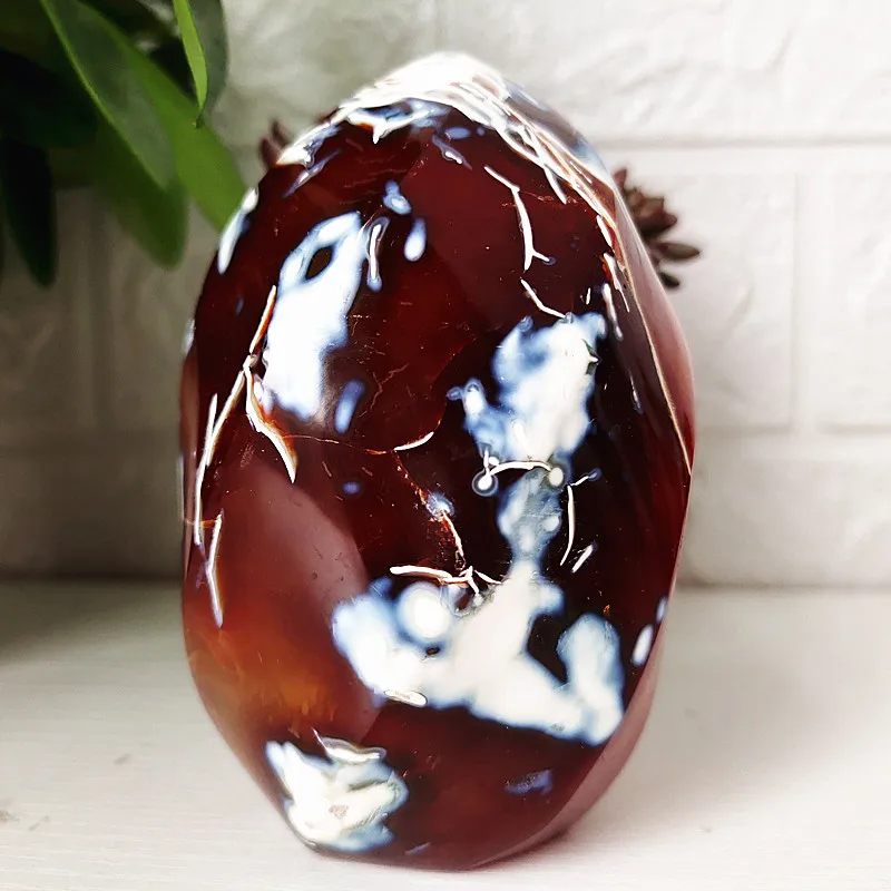 الحجر الطبيعي الأحمر العقيق لهب الكريستال Lce كريم الشعلة الروحية الطاقة الشفاء و فنغ شوي مكتب غرفة الديكور ميزون المنزل #5