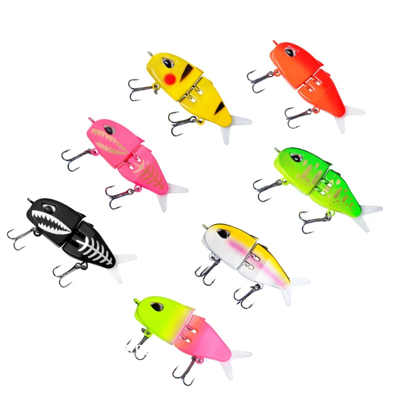 

2pcs 60mm6.5g Multi Section Fish Slow Sinking Swimbait Bionic Bait Hard Artifici Plastic Hard Crank Lure for Bass