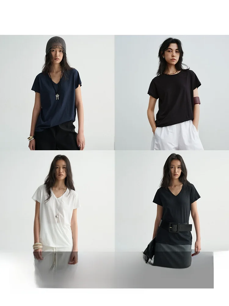 

Ayuko Lazy Person, высококачественная длинная бархатная хлопковая футболка свободного покроя V-Ne, круглая футболка Ne, женская летняя футболка для поездок на работу