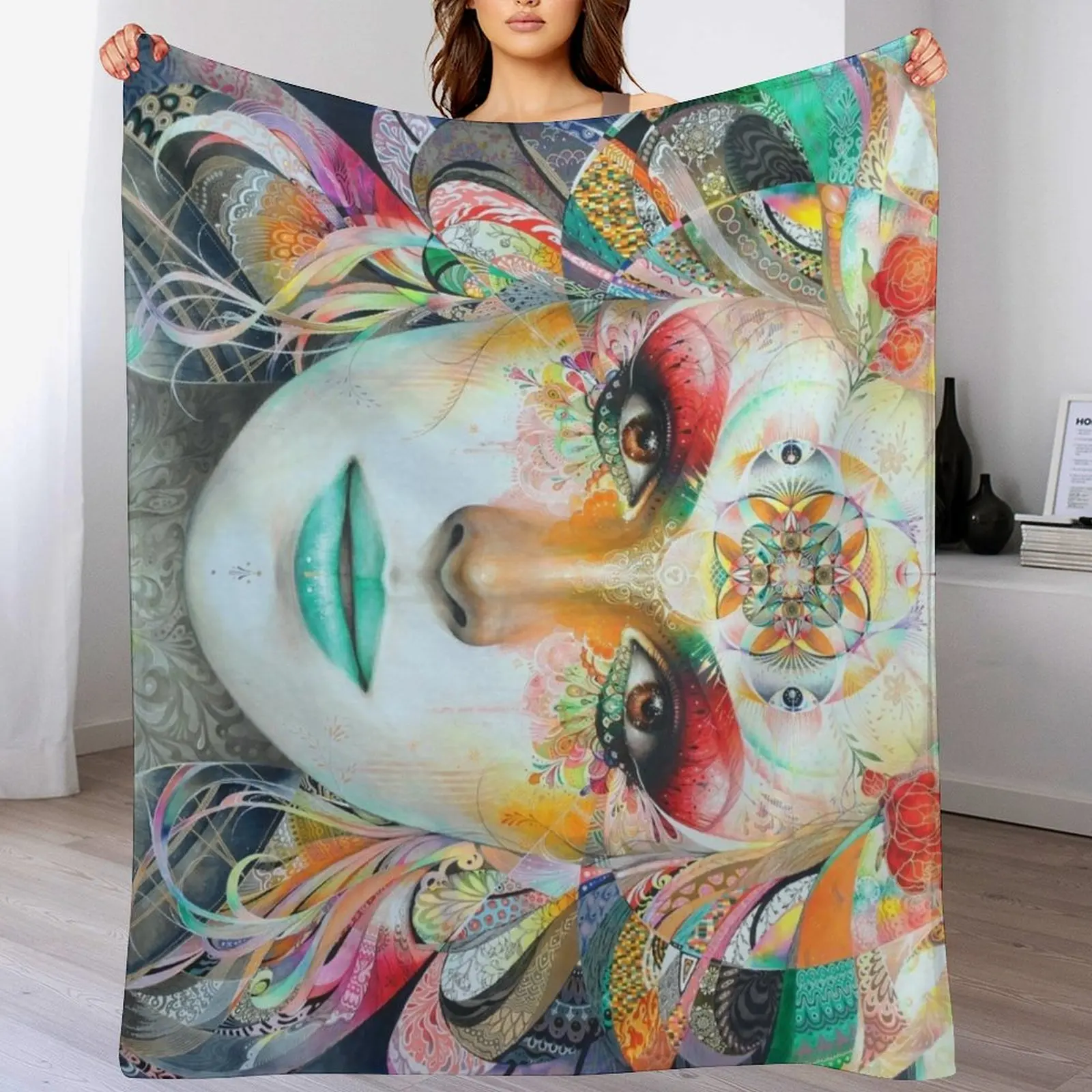 

Gaia - horizontal Throw Blanket Warm Napping Blanket for Office Couch Bed