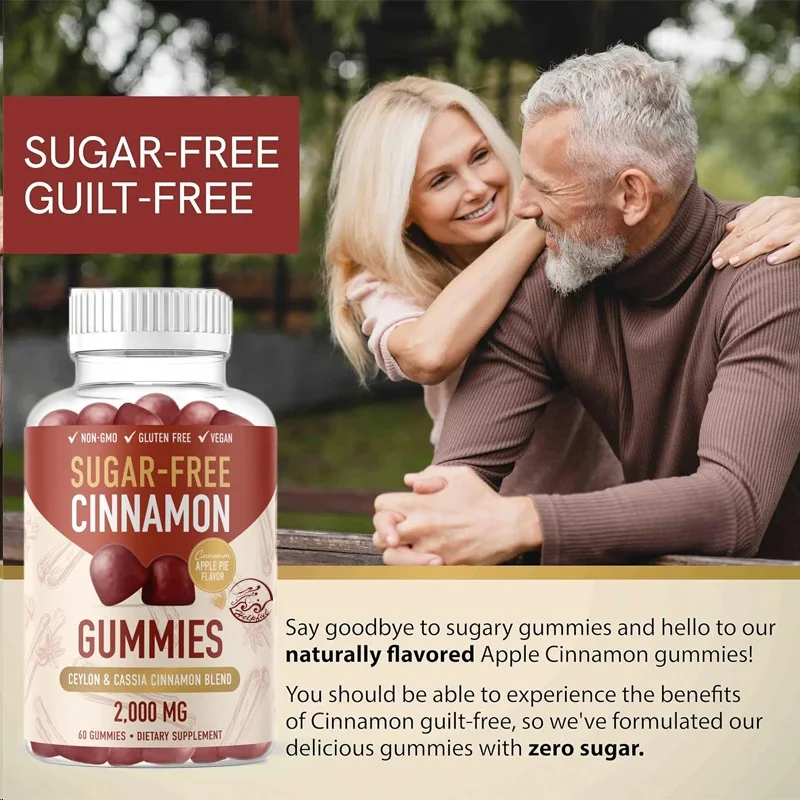 Sugar free Cinnamon Soft Candy 2000MG with Ceylon Cinnamon and Cassia Seed Complex Apple Flavor with 60Chromium Bites Soft Candy