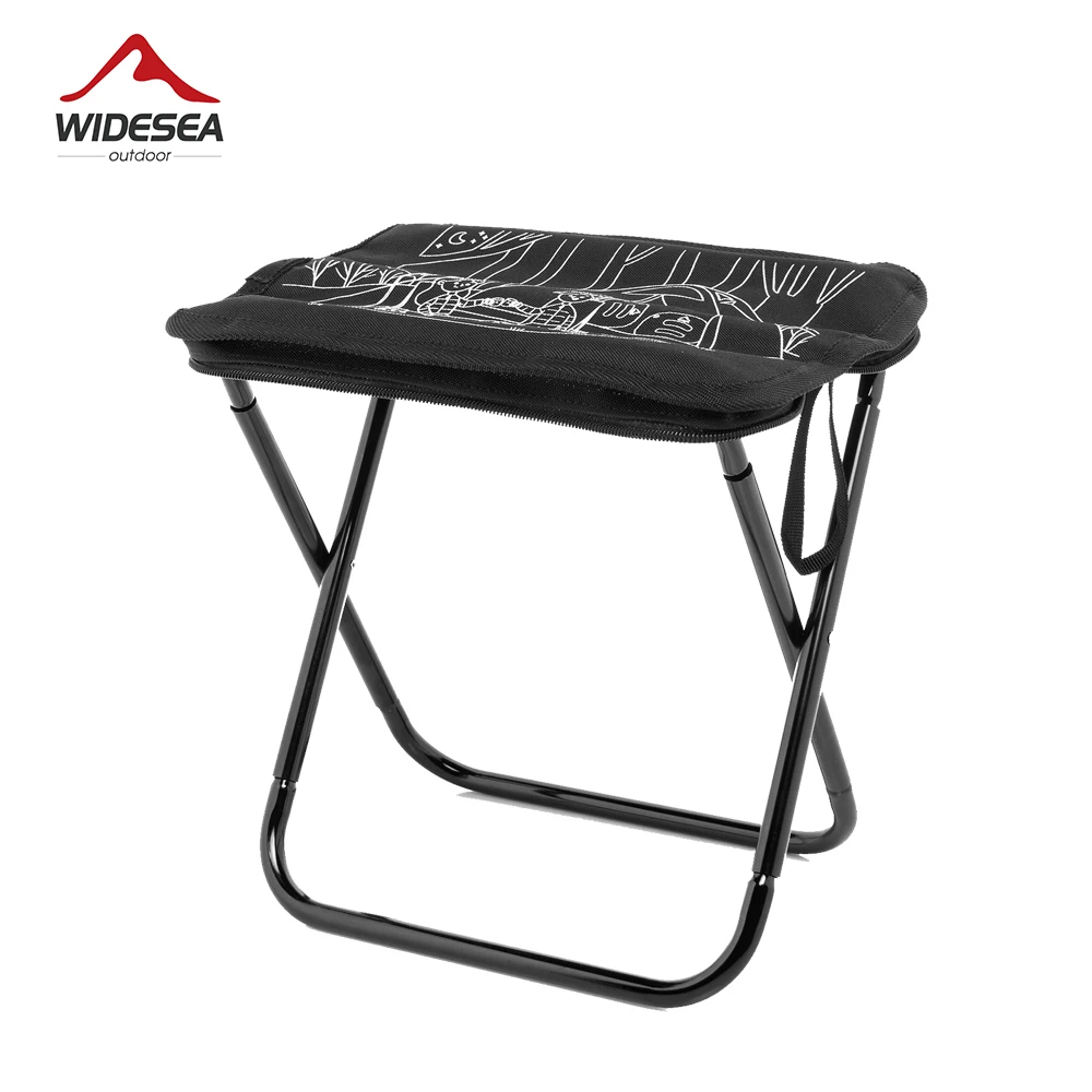 Widesea Tabouret de camping pliable en acier inoxydable, chaise d\'extérieur, pêche légère, fermeture éclair, rangement portable, randonnée, meubles