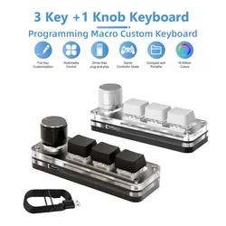 Macro Mechanical Keyboard 3 Keys 1 Knob USB RGB Mini Gaming Custom Programming Knob Keypads Switch For Photoshop
