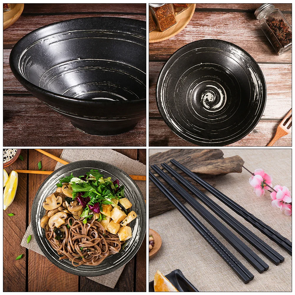 Cuenco de cerámica clásico para Ramen, cuenco para servir comida de restaurante de superficie lisa de estilo japonés para fideos, ensalada, vajilla para sopa