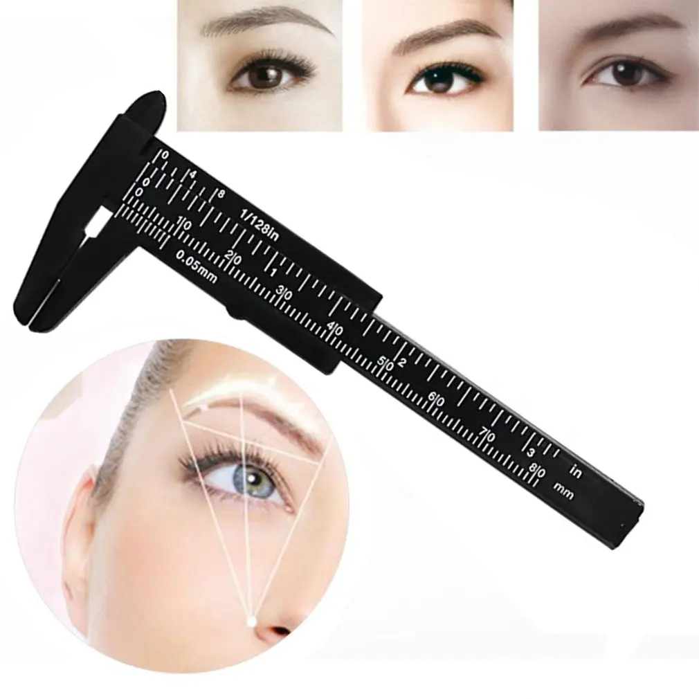 Portable Double Scale 80MM Plastic Eyebrow Measuring Vernier Caliper Ruler Plastic Permanent Makeup Measurement Tools Student