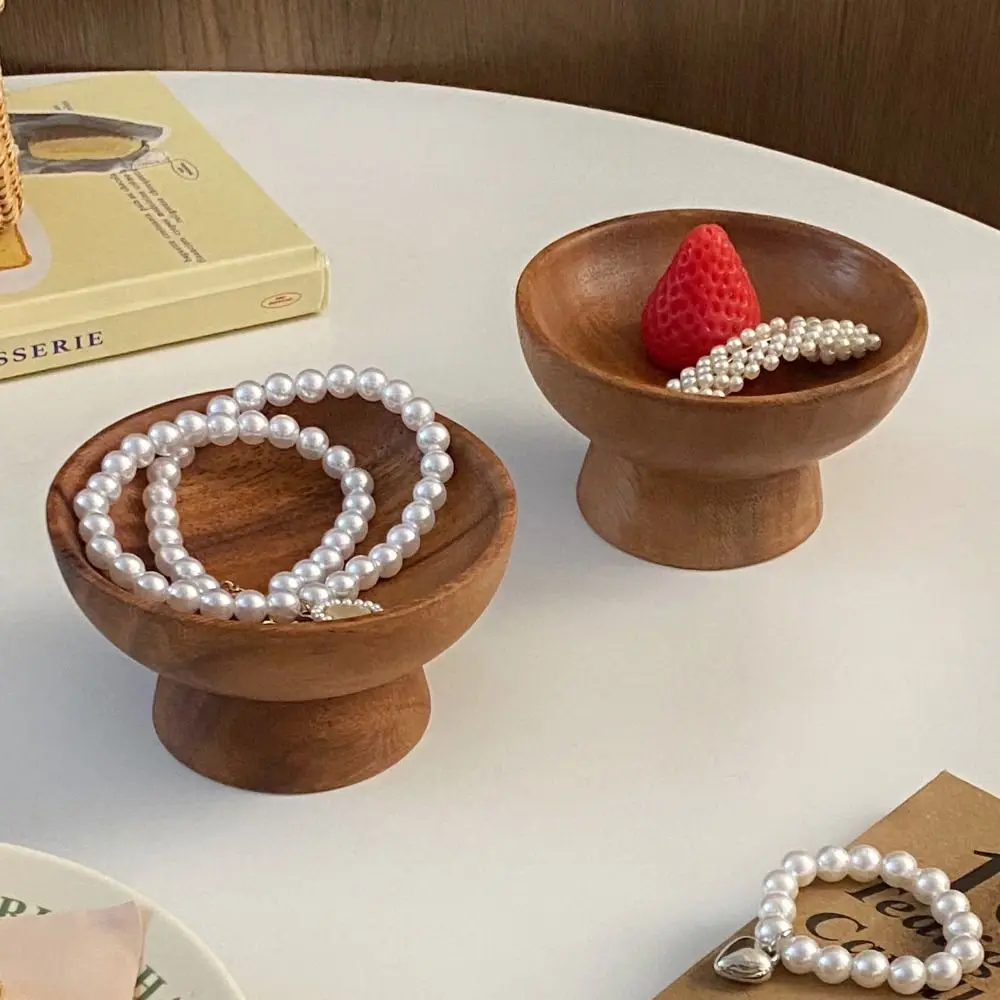 Retro Wood Jewelry Display Tray Tall Tray Irregular Shape Jewelry Storage Tray Ear Studs Case Dim Sum Tray Wooden Fruit Tray