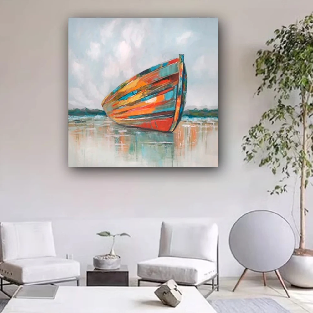 Painting On Canvas In The Scandinavian Style Abstract Handmade Oil Paintings Modern City Architecture Landscape Wall Art Picture