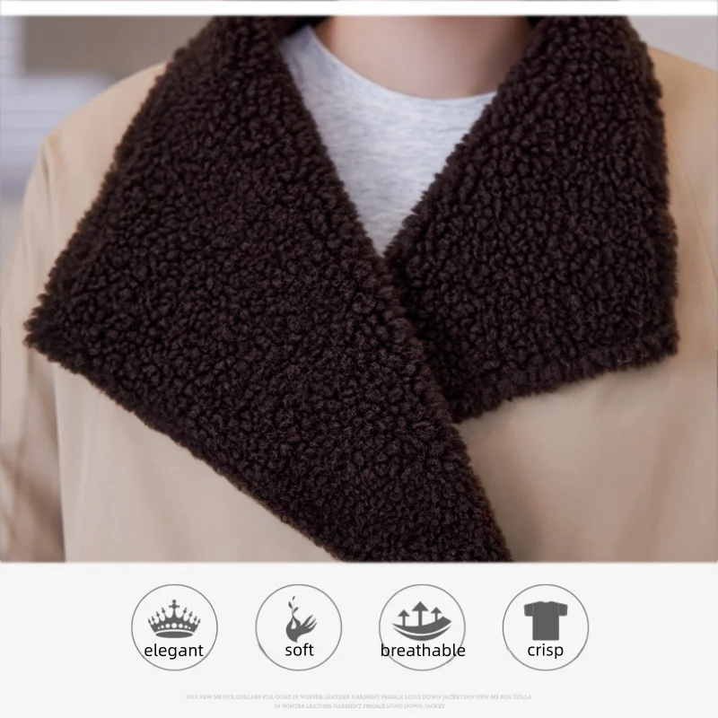 เสื้อโค้ทพาร์กาผู้หญิงแบบกลับด้านได้ ทรงสั้น สำหรับฤดูใบไม้ร่วงและฤดูหนาว ทำจากขนแกะแท้ สไตล์ลำลอง