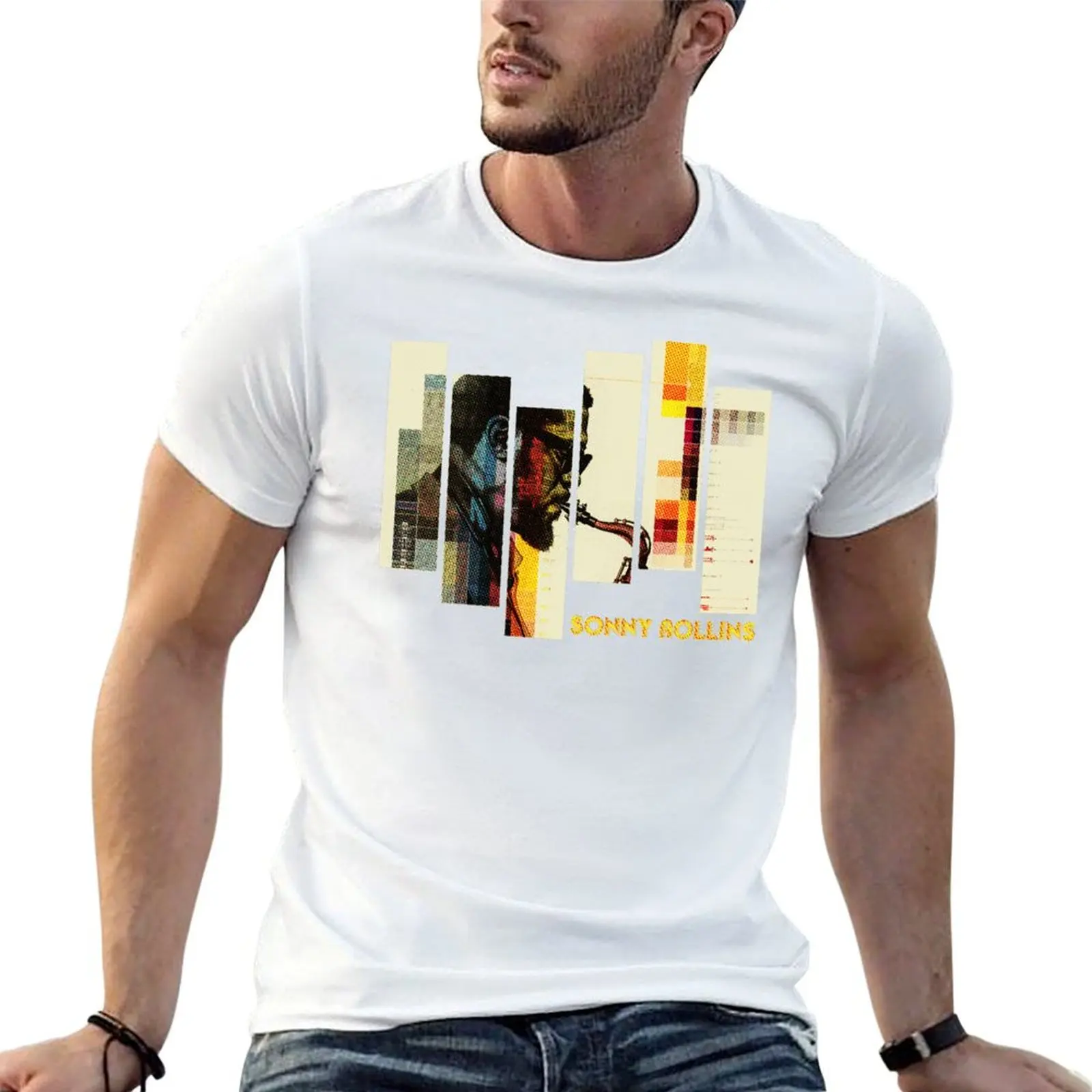 sonny rollins halftone graphic T-Shirt Large Size Loose Casual Tee