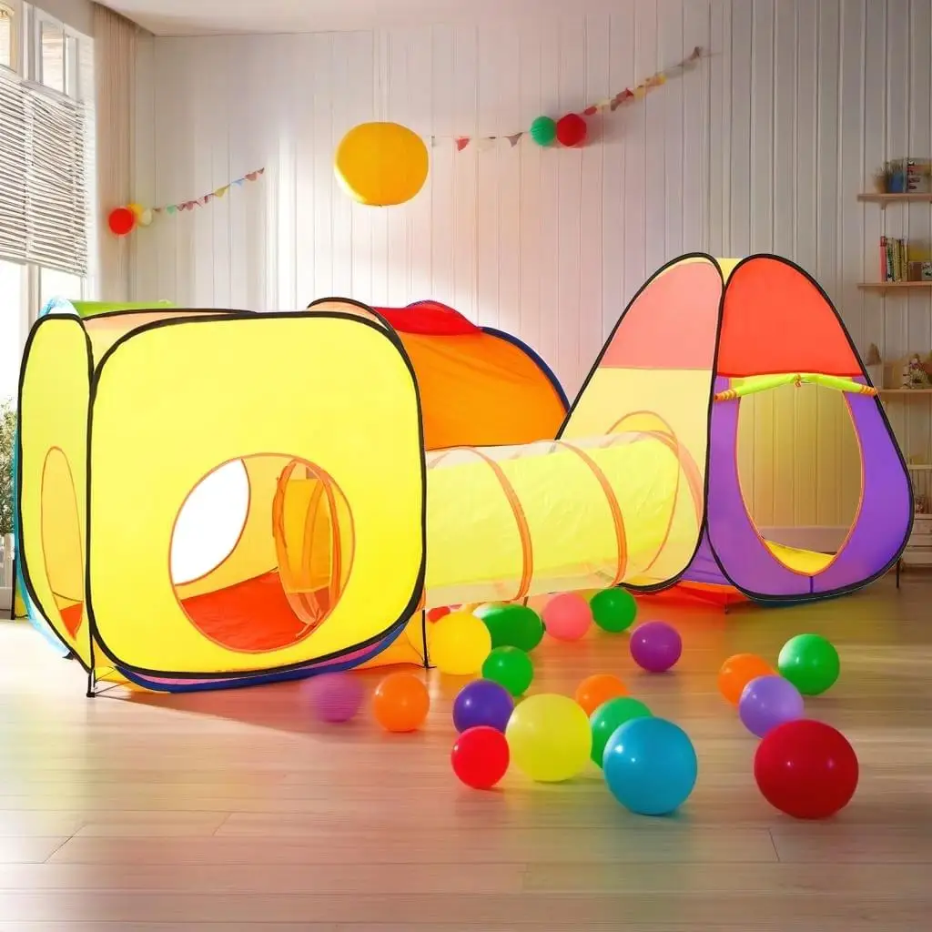 Kids Play Tent with 250 Colorful Balls - Large 255x80x100 cm Fun Indoor/Outdoor Toy