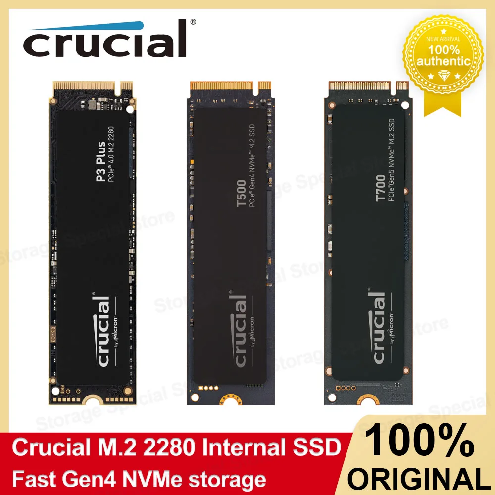 Crucial SSD P3 Plus T500 T700 NVMe M.2 2280 SSD 500GB 1TB 2TB 4TB PCIe Gen4 Gen5 Internal Solid State Drive For Gaming Hard Disk