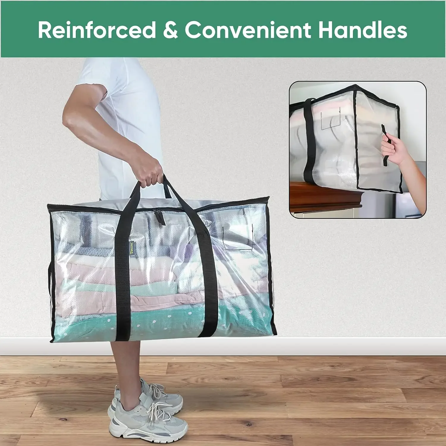 Storage Bag Heavy-Duty Storage Tote for Clothes Moving Supplies (Clear 8-Pack) Oversized Moving Bags With Reinforced Handles