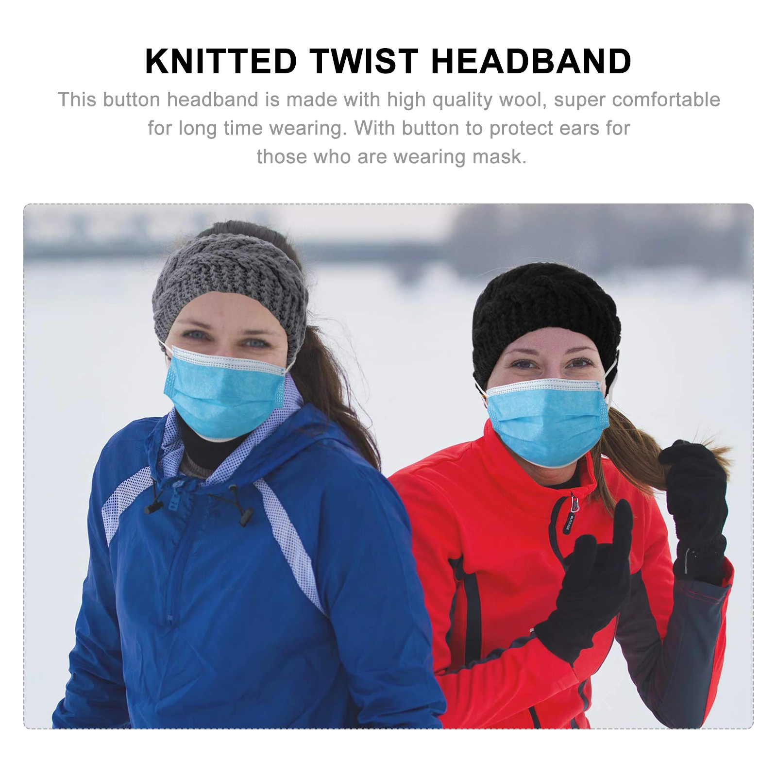 

4 Pcs Elastic Button Headband Anti-hair Strap with Buttons for Face Mask Headbands