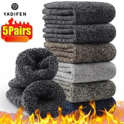 5 Pairs Winter Thicken Wool Merino Socks Women Towel Keep Warm Winter Terry Socks New Year Christmas Gift Russia Socks for Man