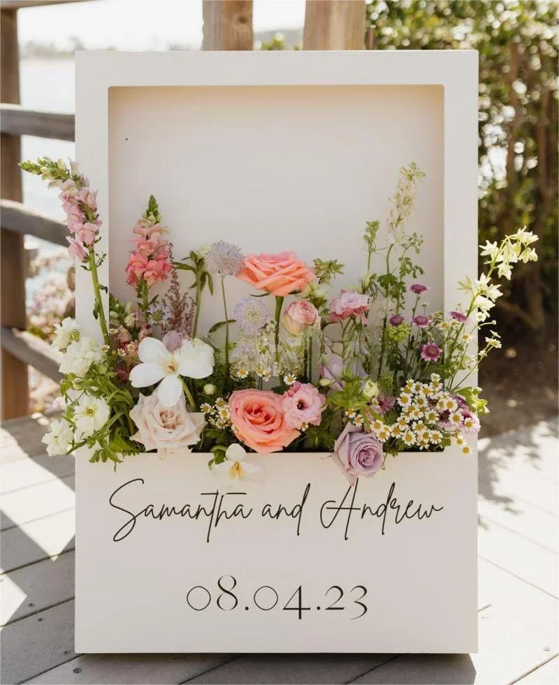 Wedding Event Acrylic Signage Decor Floral Box Welcome Sign Flower Board With Flowers