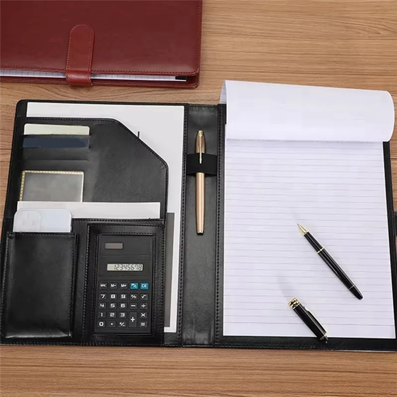 

J1UL1N A4 Business Folders File Folders For Folders Clipboard Folders Calculator PU Leather Storage Box