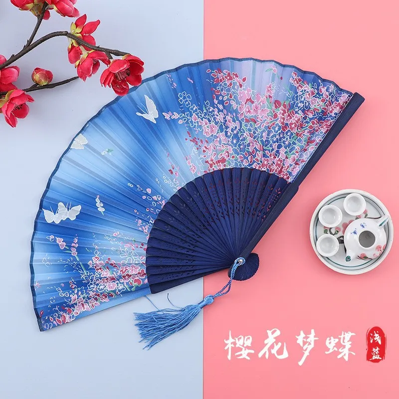 Ancient fan national style male domineering portable folding fan summer female dance silk cheongsam Hanfu portable folding fan