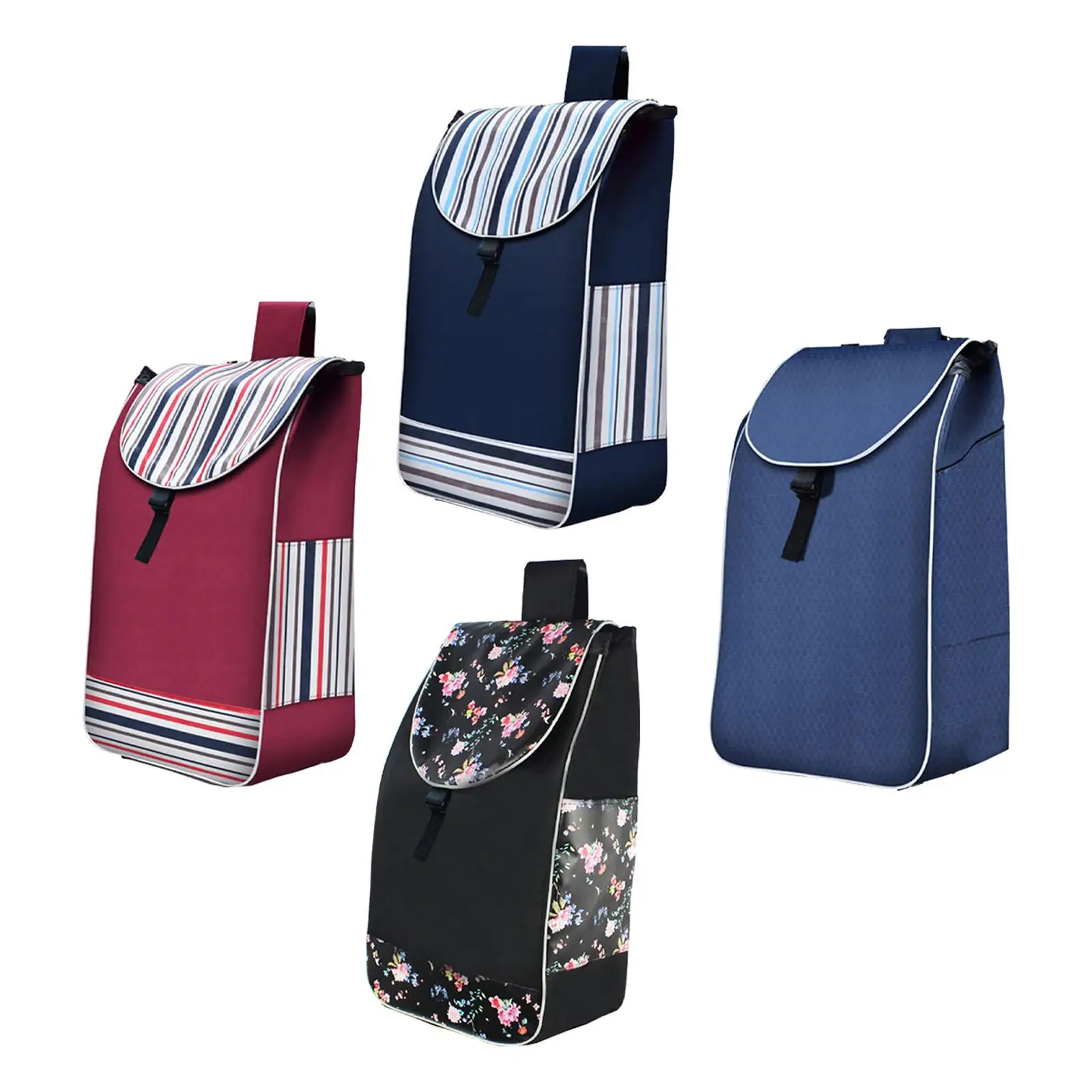 Trolley Cart Spare Bag Waterproof with Side Pocket Folding Shopping Cart Replacement Bag for Home House Groceries Camping Travel