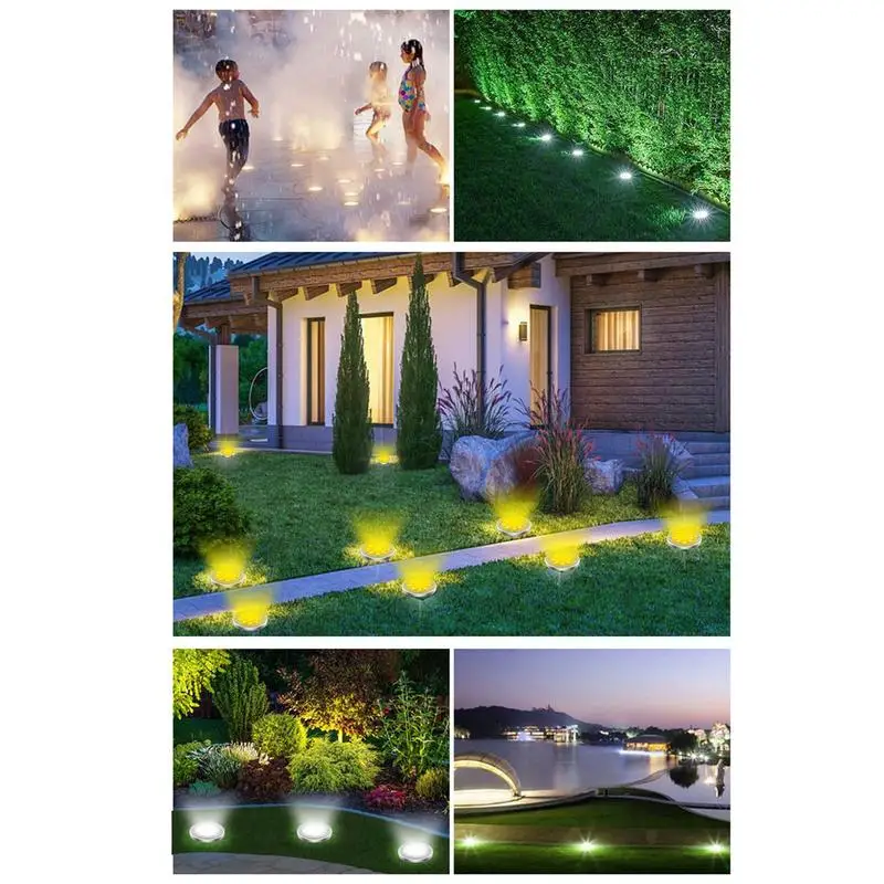 Luces LED solares de suelo para jardín, iluminación decorativa de paisaje, 6 LED, disco Solar para césped