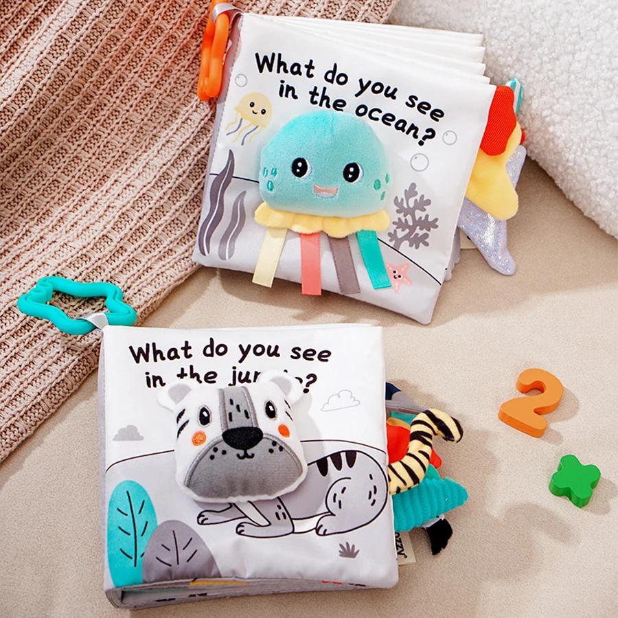 아기 장난감 0-12개월 천 책 초기 생활 기술 학습 목욕 변기 양치질 인지 조용한 책 몬테소리 인터랙티브 북