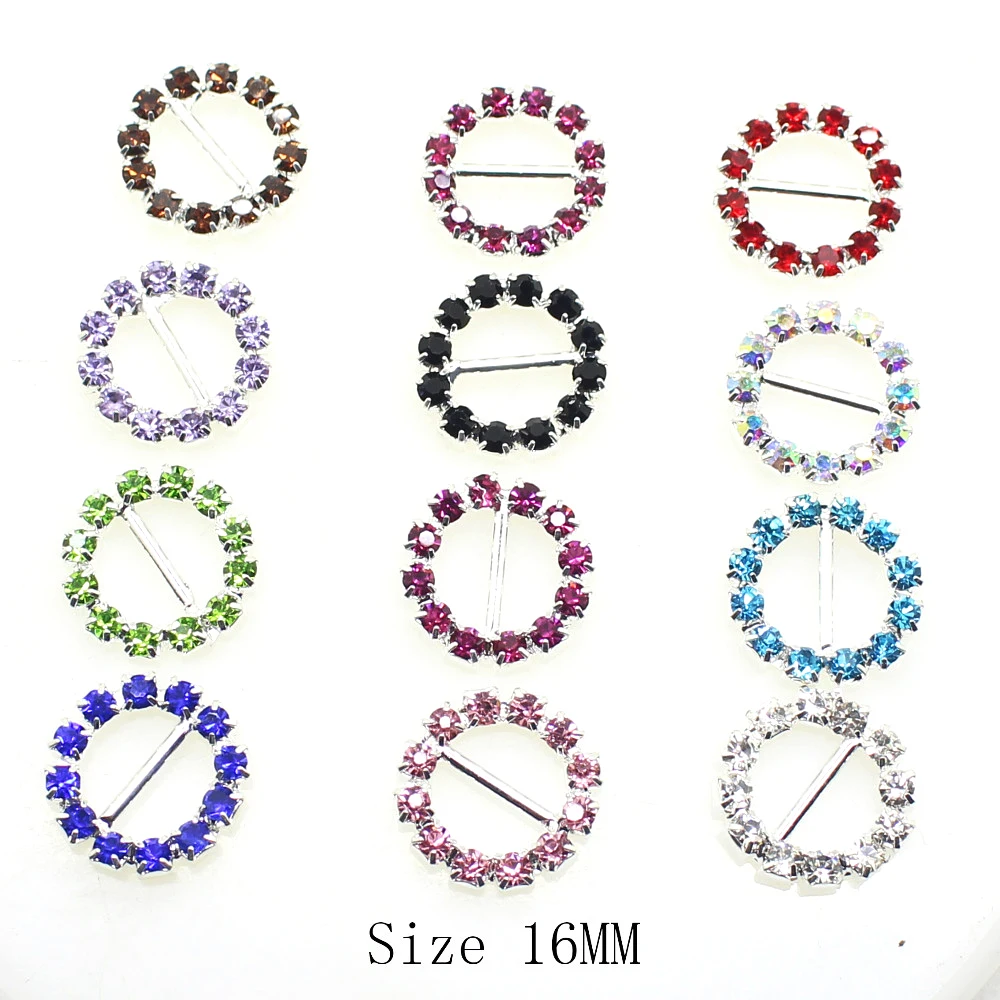 쥬얼리 액세서리에 대 한 믹스 컬러 Rhinestoens 버클 세공 초대 장식 10Pcs 슬라이더 도금 실버